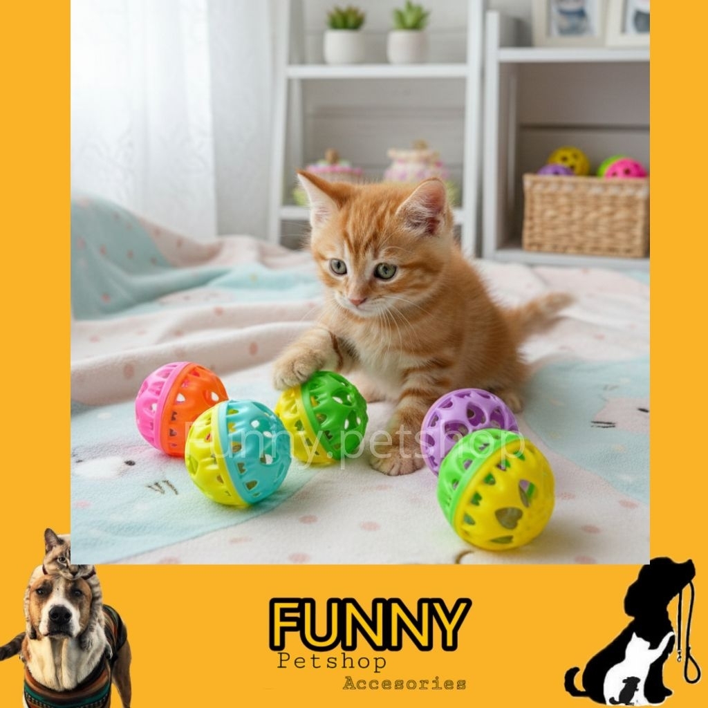 mainan bola kucing , bola kucing , bola mainan kucing , mainan bola sedang isi 2 untuk kucing