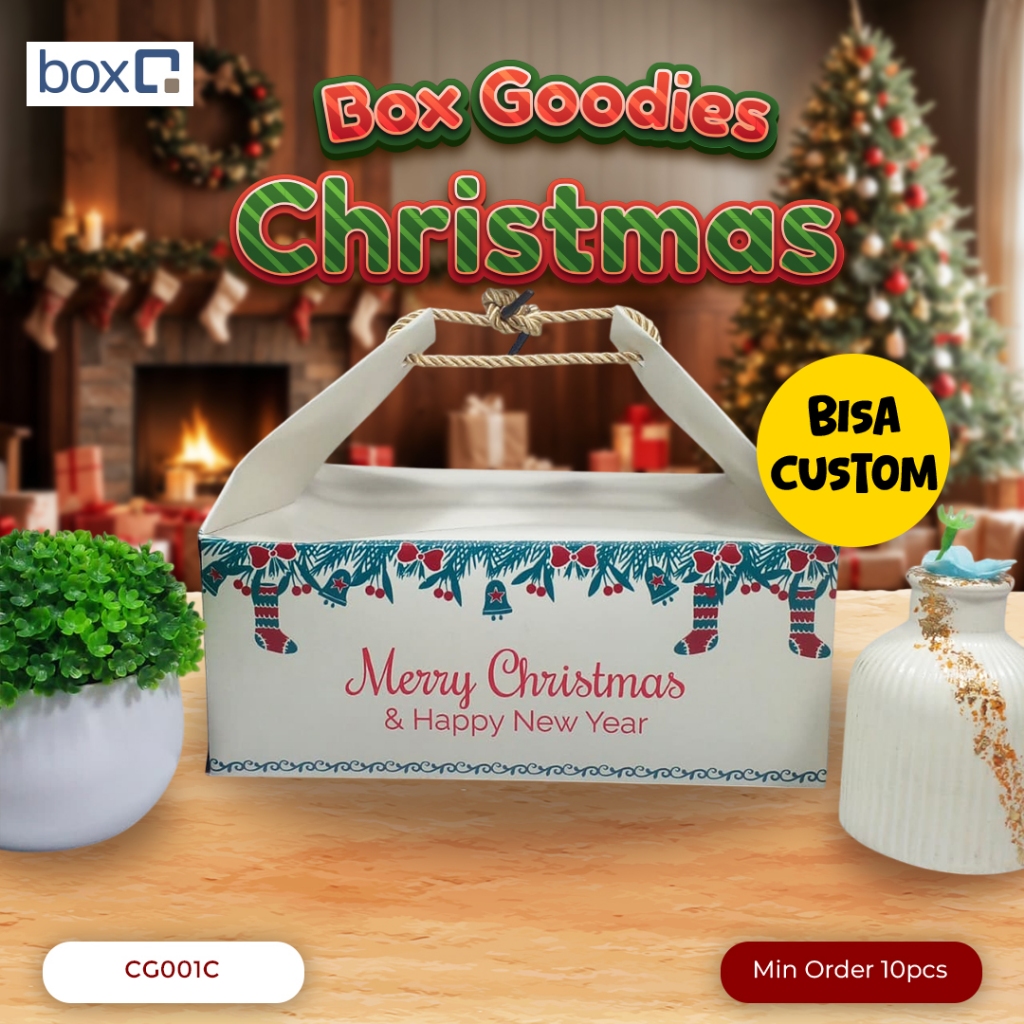 Box Goodies Christmas / Box Hampers Natal / Kotak Parcel Natal – Muat Holland Lapis Legit – Uk 24x24