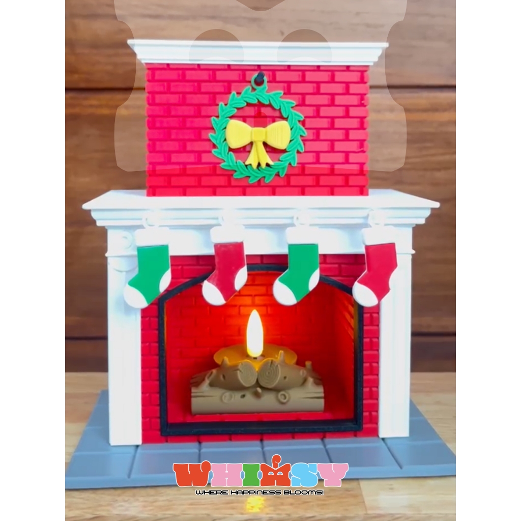 Whimsy Dekorasi Api Unggun Suasana Natal + LED Candle Tealight, Dekorasi ruangan Natal Fireplace