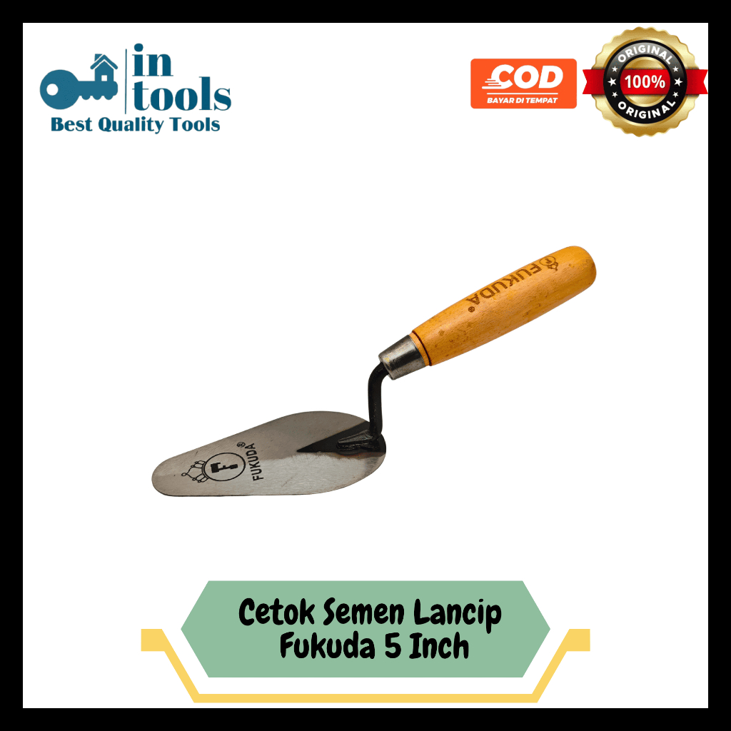 Sendok Semen Lancip Gagang Kayu FUKUDA 5 Inch