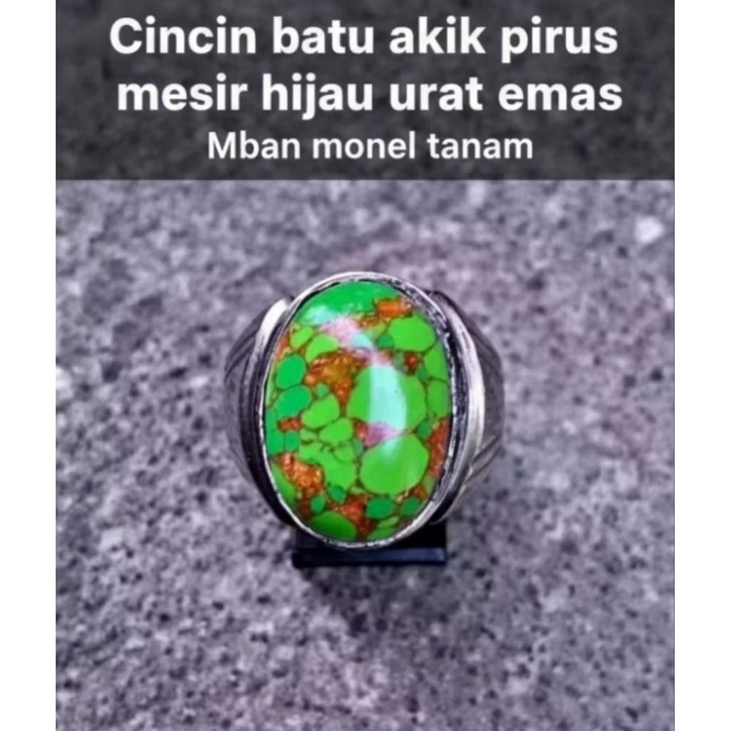cincin batu akik pirus mesir hijau urat
mas