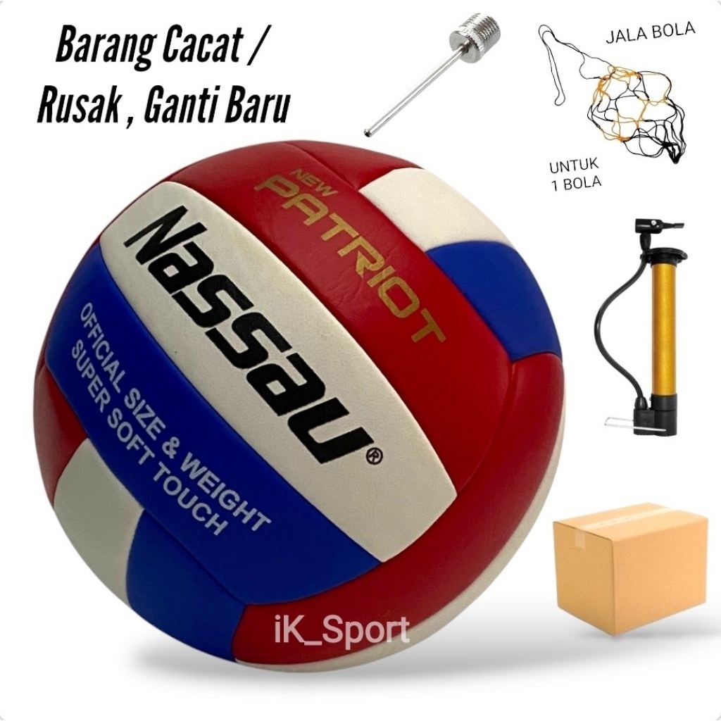 Bola Voli NASSAU PATRIOT Asli Jahit . Bola Volley Nassau Size 5 Bonis Pompa