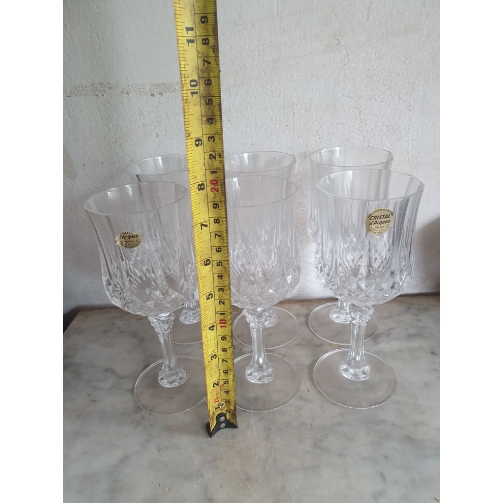 6 biji gelas kristal antik