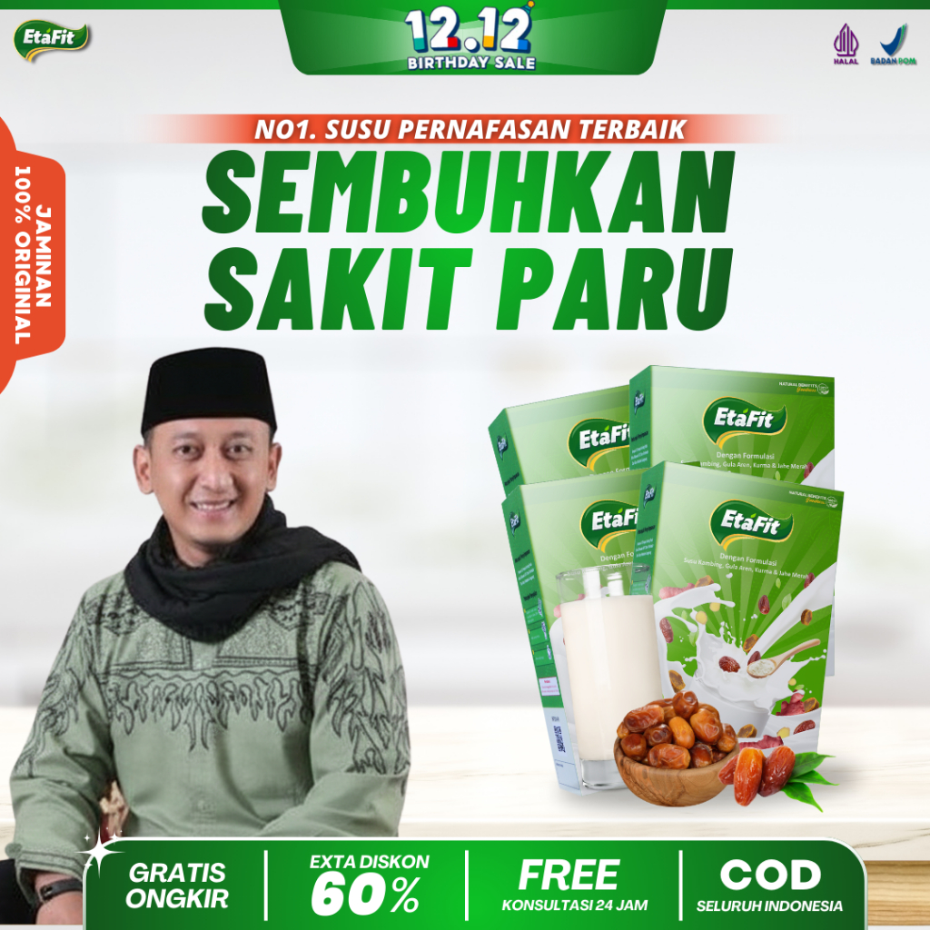 ETAFIT 4 BOX - Obat TBC Paru Paru Flek Basah Bronkitis Pneumonia TB Aktif - Susu Kambing Etawa 100% 