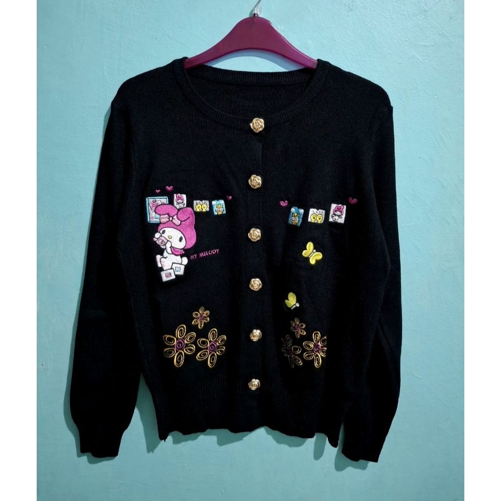 NEW Cardigan Bordir My Melody Sanrio Hitam