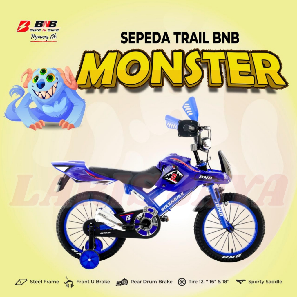 Sepeda Anak Laki BMX BNB Trail Monster 16 Inch Model Motor Cross sepeda trail anak laki laki BNB