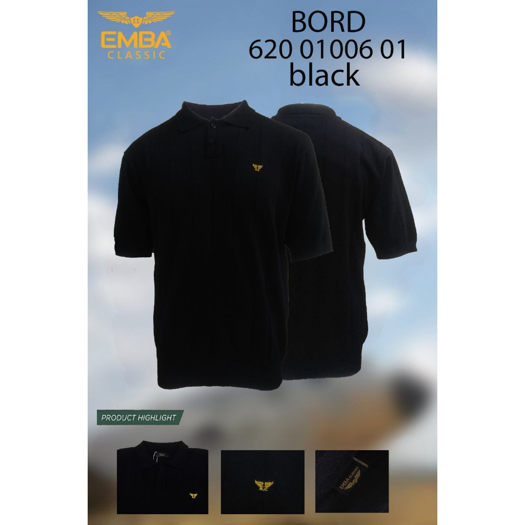 Emba Classic - Bord Kaos Polo Pria Lengan Pendek Regular Fit