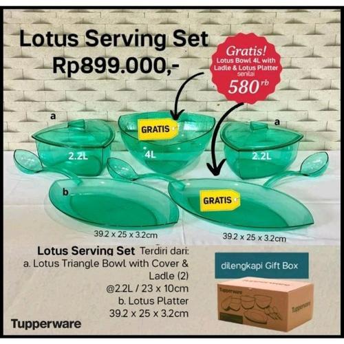 Tupperware Lotus collection set wadah penyajian makanan bahan crystal