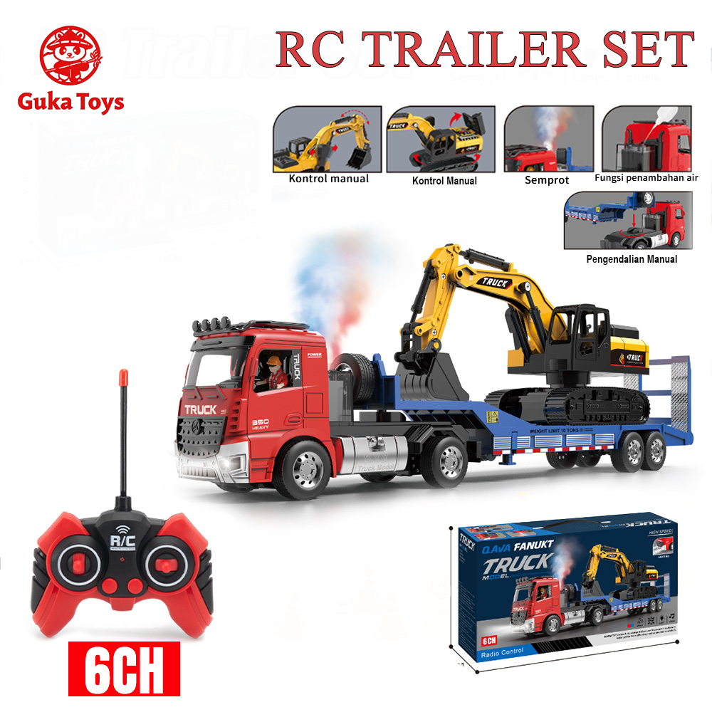 Gukatoys Mobil Truk Towing Spray Remote Control Mobil Derek Mainan Rc Truck Trailer