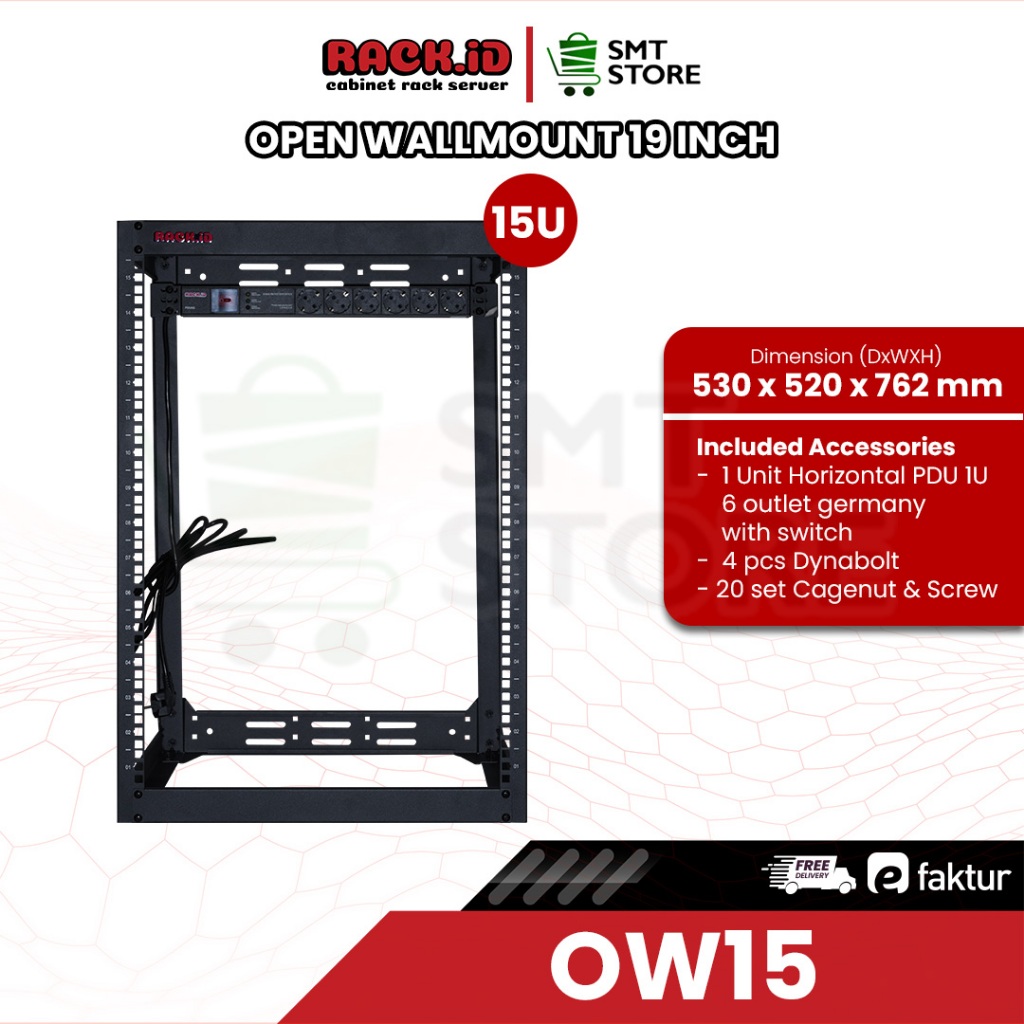 RACKID Open wallmount OW 15U rak server 15U rak CCTV modem wallmount rak murah – OW15