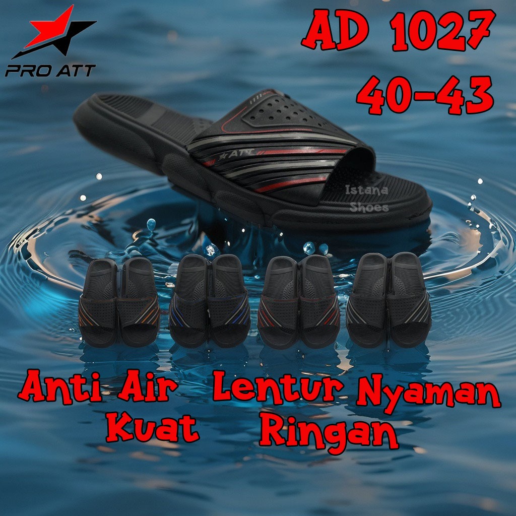 SANDAL SELOP  ATT PRIA DEWASA ORIGINAL PRO ATT AD 1027 SIZE 40-43 SANDAL KARET PRIA TERLARIS