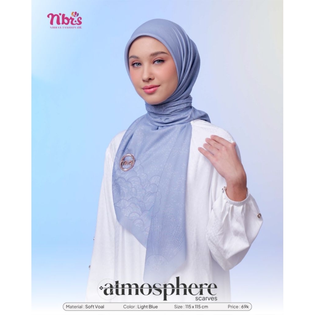 Hijab Segiempat Motif/Hijab Segiempat Nibras - Atmosphere Scarves | Produk Original By Nibras Hijab