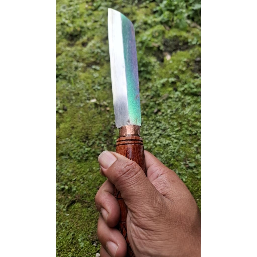 pisau  durian baja HSS PELANGI ring kuningan gagang sonokeling