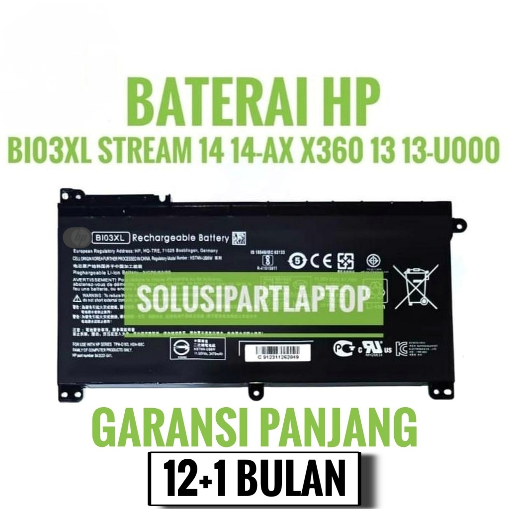 ORI BATERAI HP ON03XL BI03XL STREAM 14-AX PAVILION X360 13-U B Probook X360 11 G1, X360 11 G2 ORIGIN