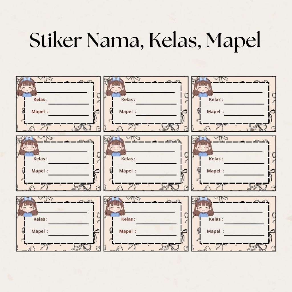 Stiker Nama | Stiker Nama Kelas | Stiker | Custom Stiker Nama