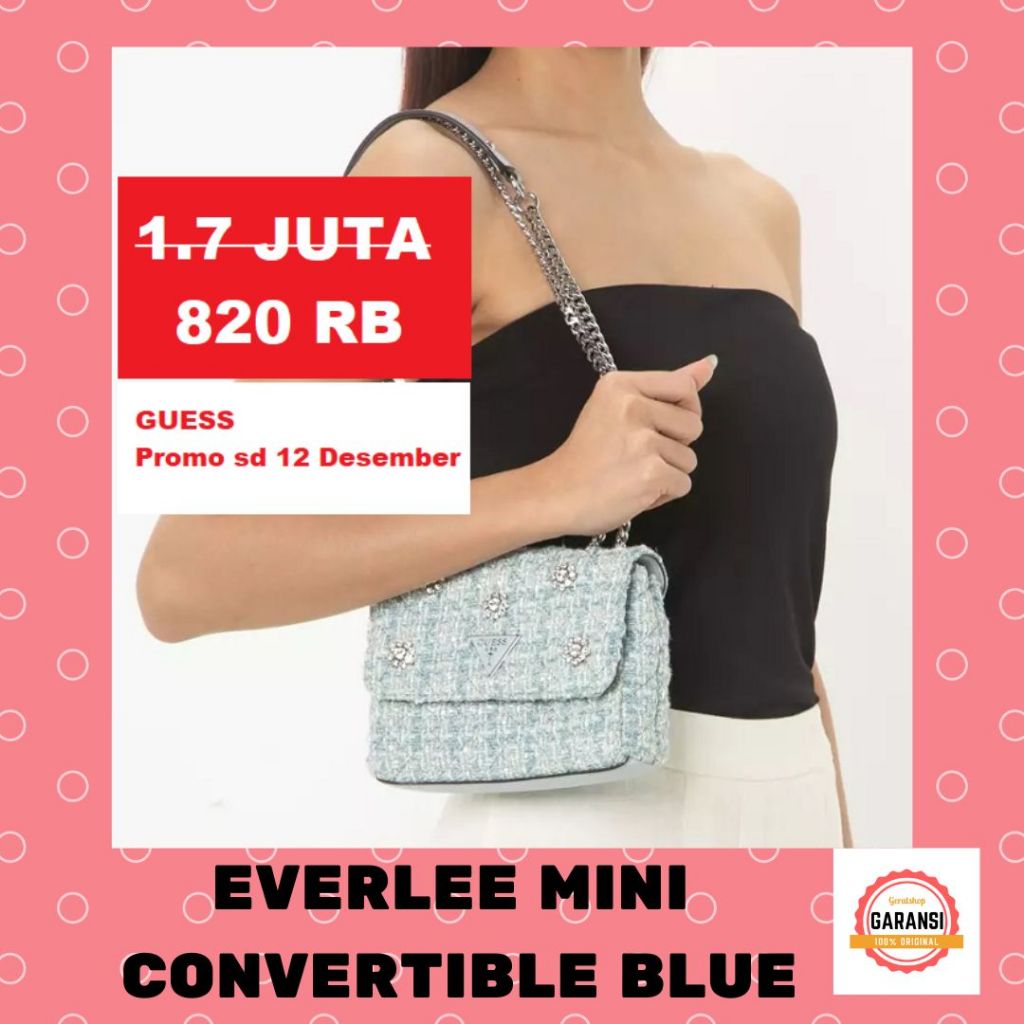 Tas bag slempang bahu Wanita Guess ori seri EVERLEE MINI CONVERTIBLE sale  new arrival