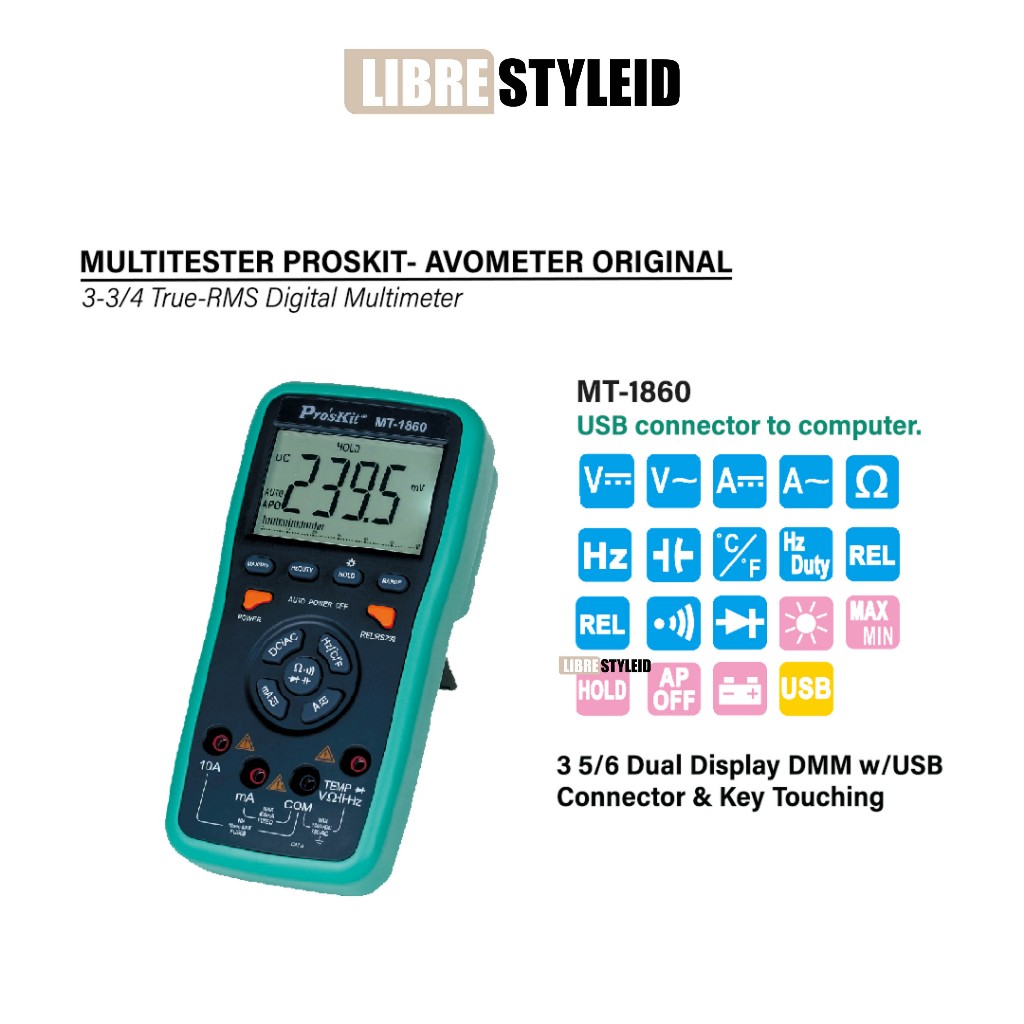 Pro'sKit MT-1860 – Multitester / Multimeter Original dengan Dual Display, Lengkap untuk Pemula & Pro