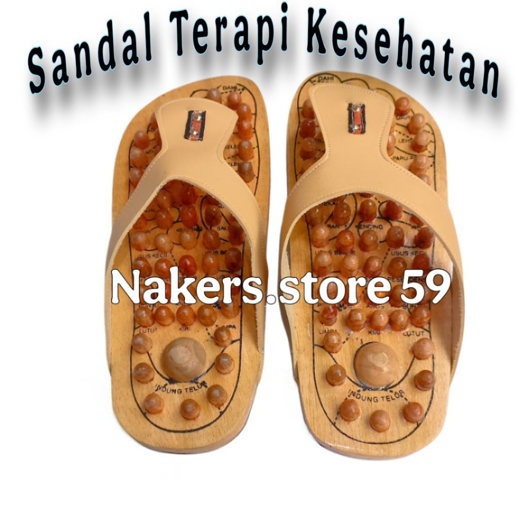 Sandal Jepit Kayu Refleksi / Sandal Kesehatan