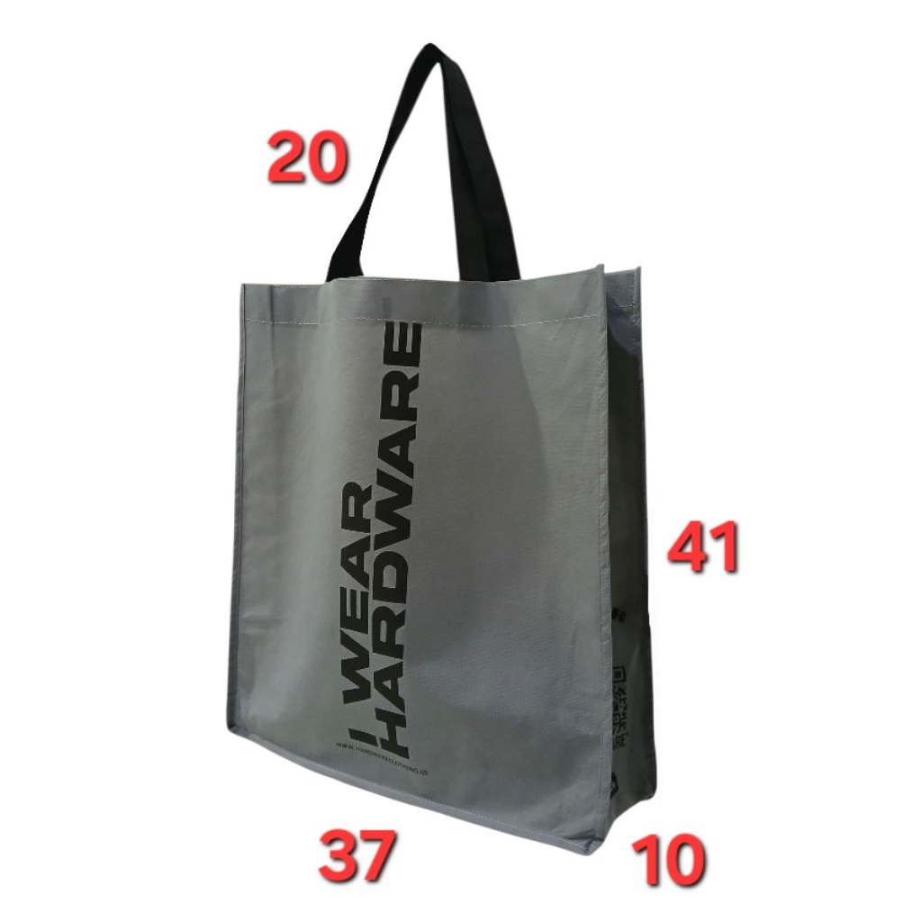 HARDWARE TOTE BAG BUTIK GREY / TAS SPUNBOND SHOPPING BAG ORIGINAL BRANDED
