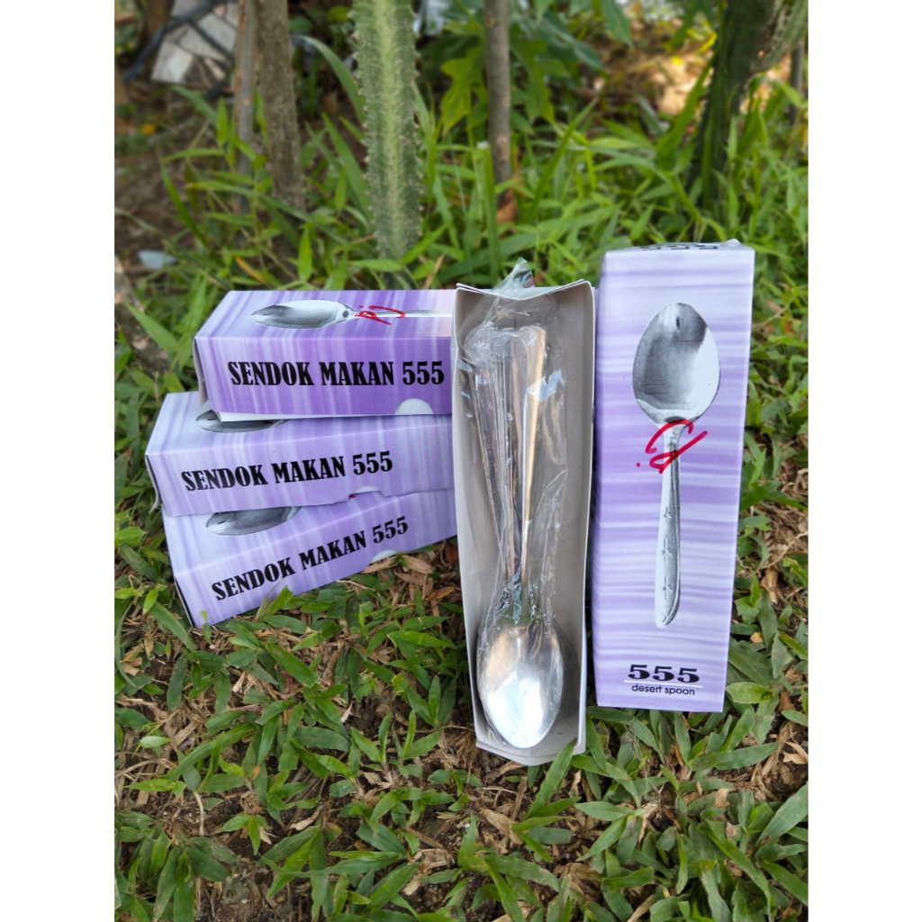 Sendok makan 1 lusin Stainless + box - Sendok Tebal Motif Polos