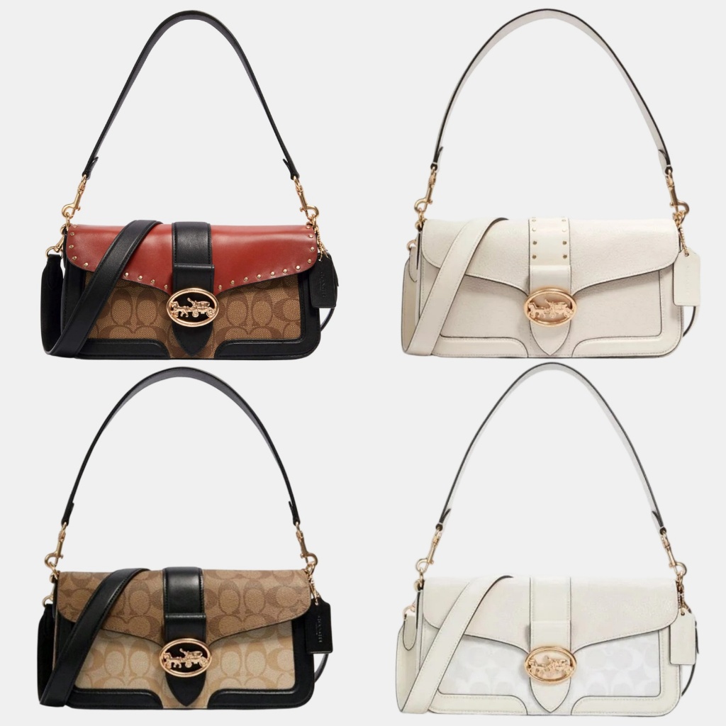 Coach Georgie Shoulder Bag With Rivets Coach Tas Wanita Coach Tas Selempang Coach Bahu Wanita