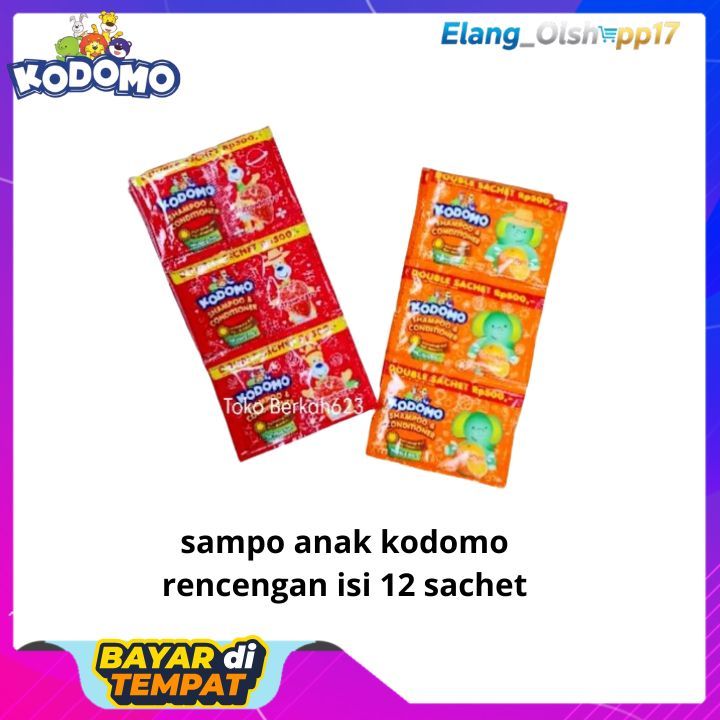 KODOMO Shampoo & Conditioner Renceng Isi 12 Double Sachet / Shampoo Kodomo Lusinan