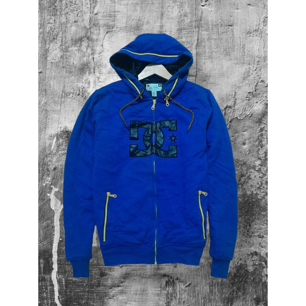 Hoodie zipper DC keren bahan tebal logo timbul warna pekat second preloved