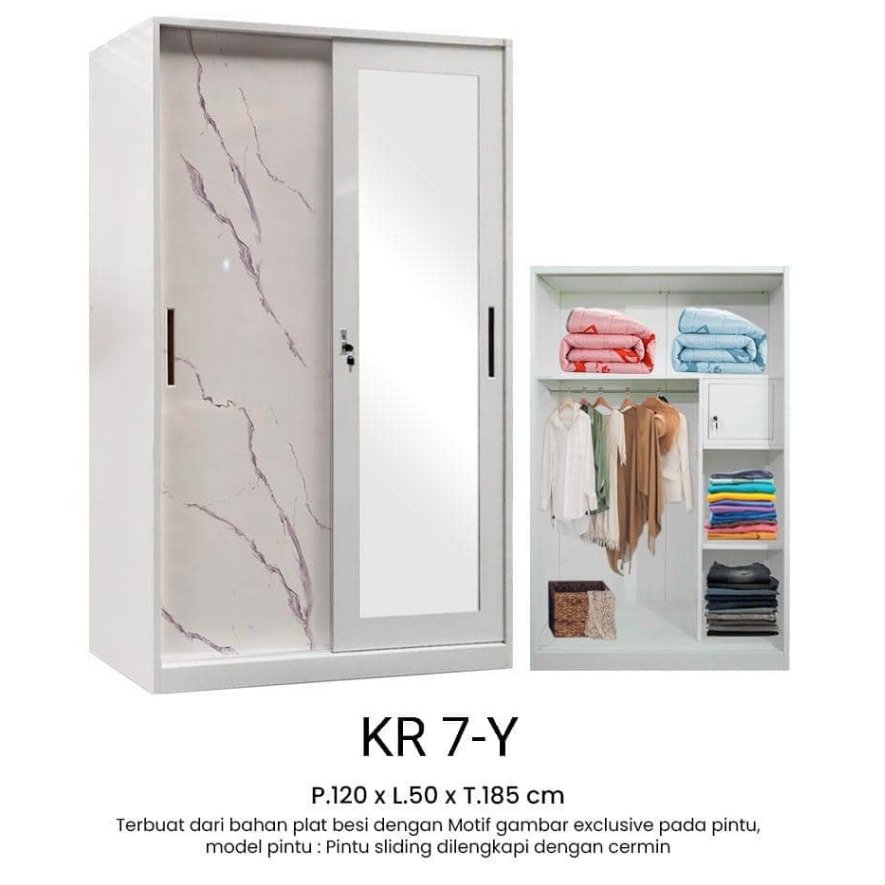 Lemari Pakaian Besi 2P Sliding KARSINDO PREMIUM