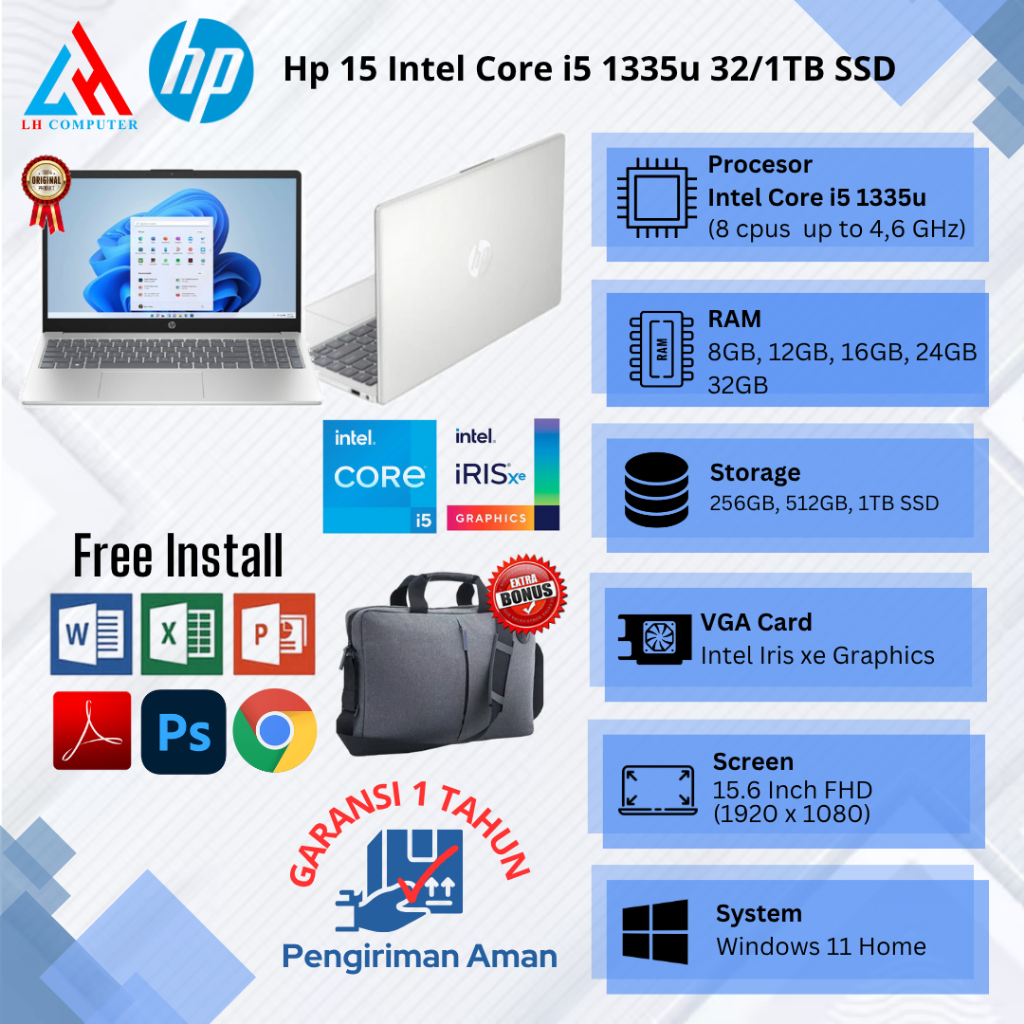 Laptop Baru Hp Core i5 Gen13 12Cpu  4,6Ghz | Core 5 120u Gen 14 12Cpu 5.0Ghz Touchscreen