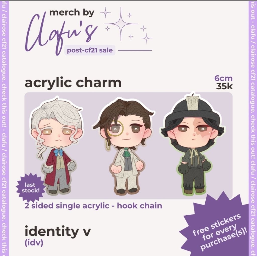 [FANMERCH] Identity V Keychain Charms by Clafu