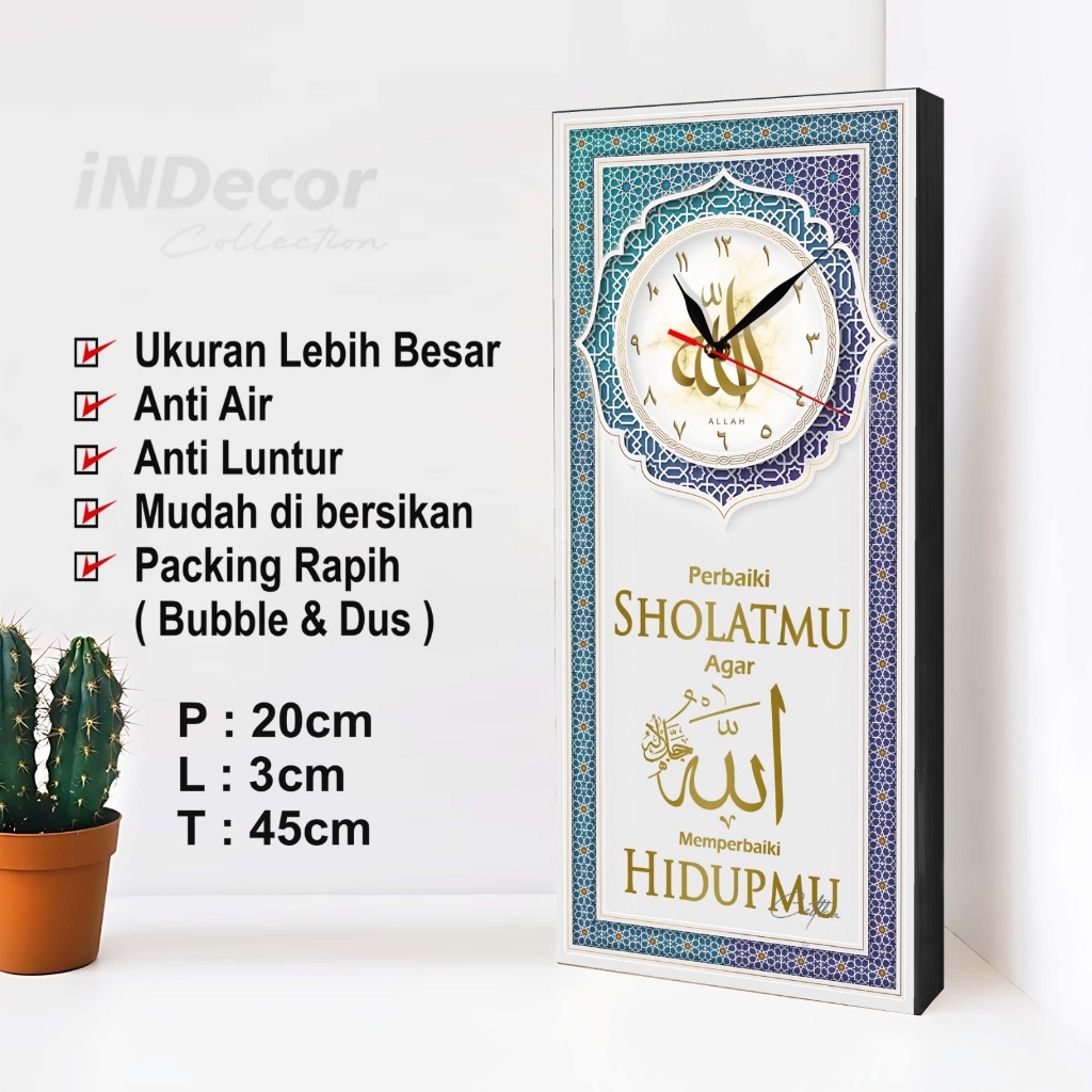 Jam Dinding Quotes Islami Tempel Tembok Pajangan Dinding Kamar / Hiasan Quotes Perbaiki Sholatmu