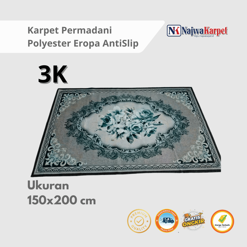 Karpet 3K - Karpet Permadani Polyester Eropa Premium Anti Slip