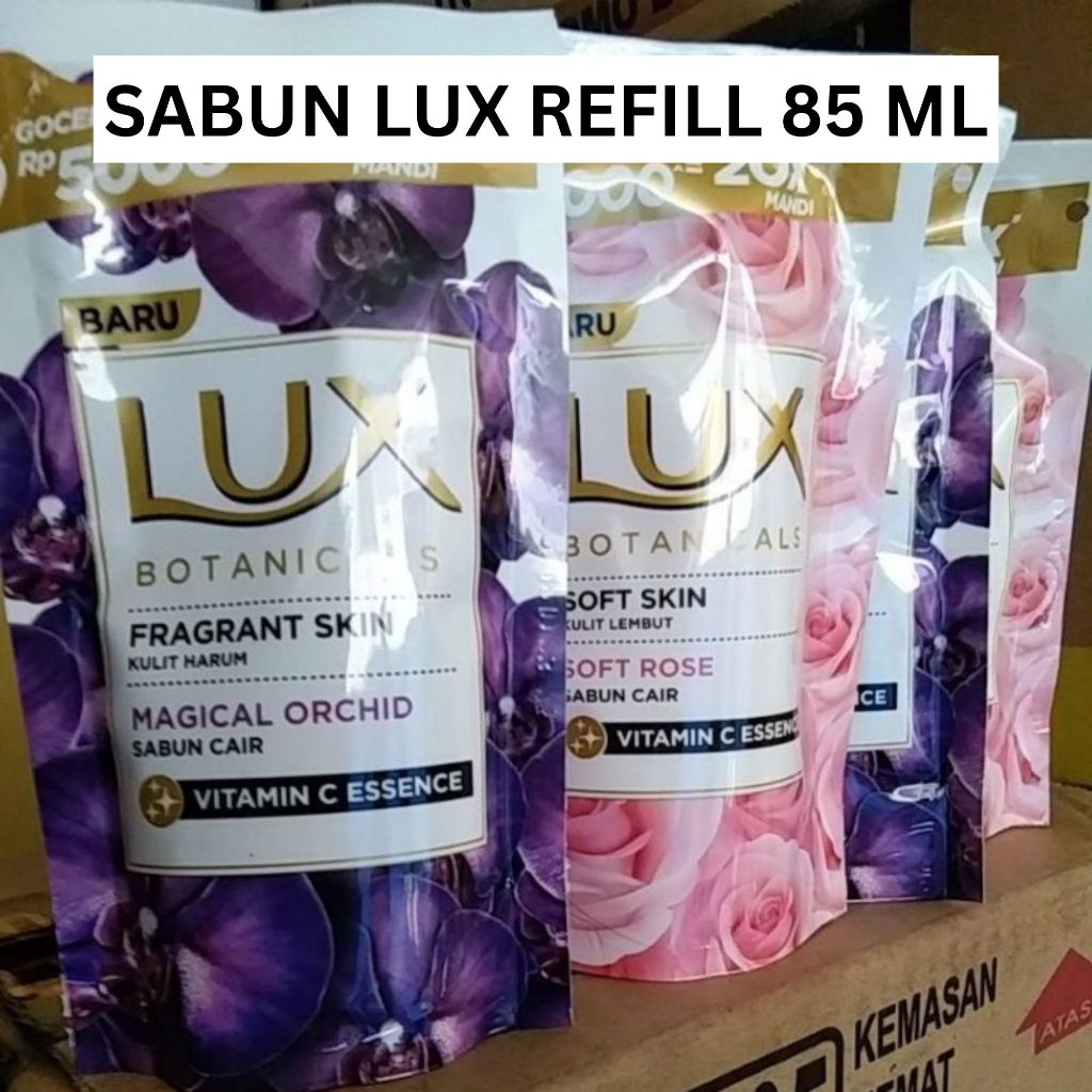 SABUN MANDI LUX REFILL 85 ML CAIR SABUN CAIR REFILL BODY WASH PAKET 5000 GOCENG SABUN LUX MULTIVITAM