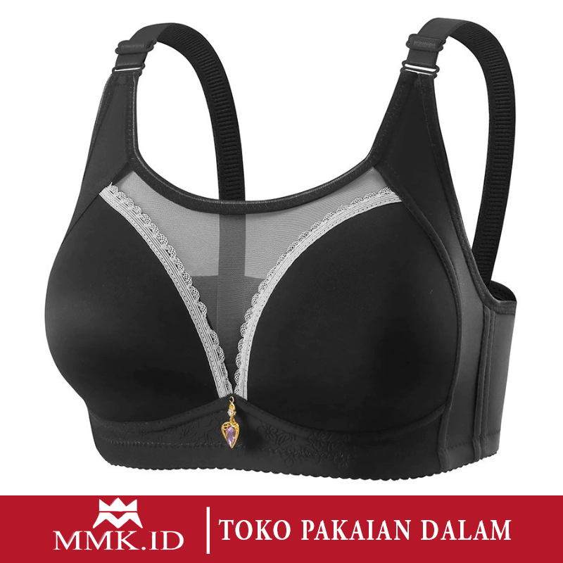 Bra Wanita Tanpa Kawat Motif Polos Model Mesh Full Cup Bh Jumbo Cup Besar