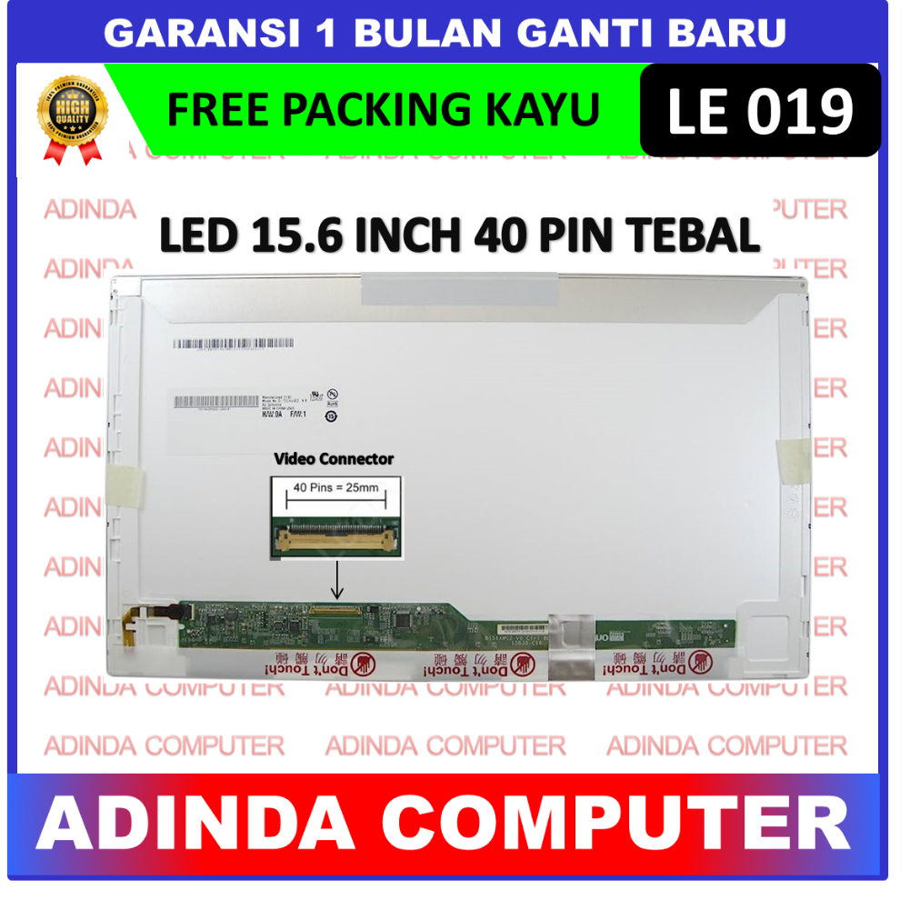 LCD LED 15.6 15 Inch 40 Pin 40pin HD Tebal No Bracket Kuping Baut