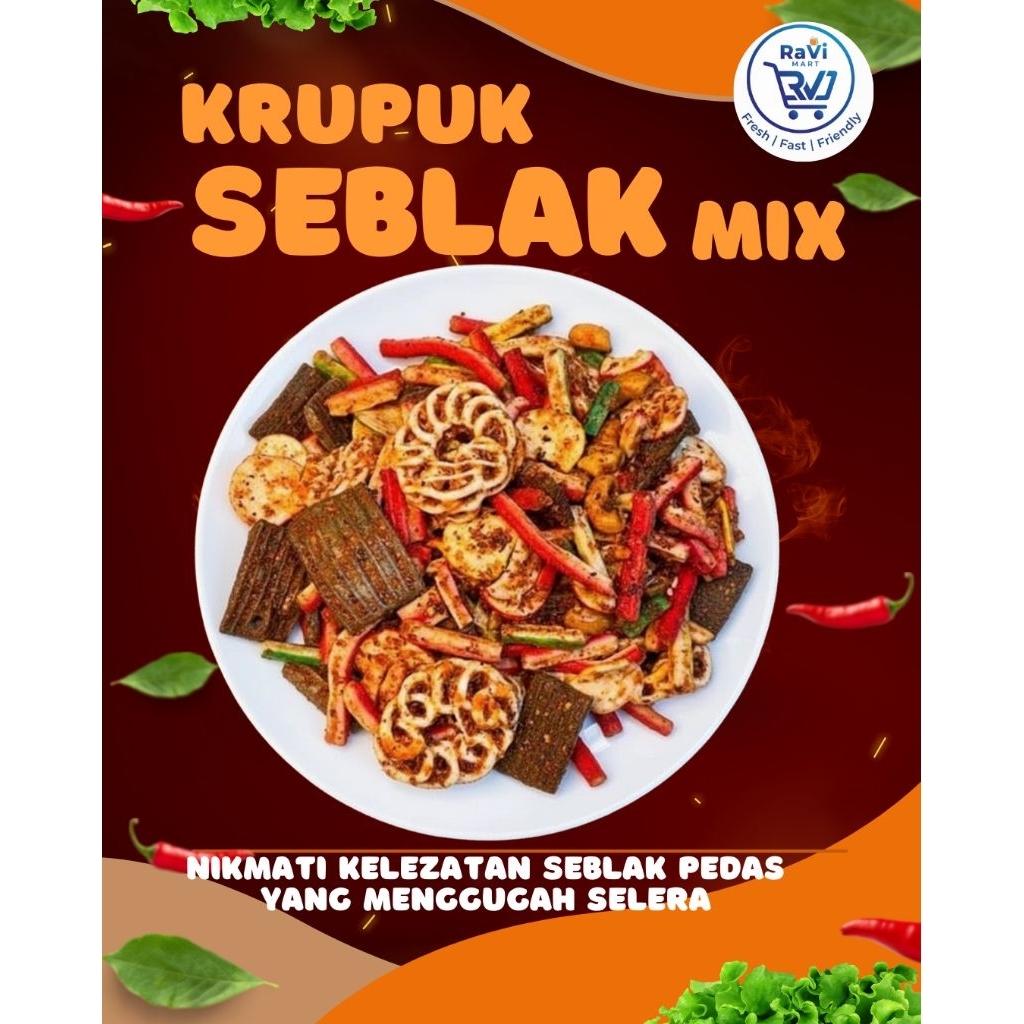 250 gr Krupuk Seblak Mix/ Krupuk Seblak pedas daun jeruk