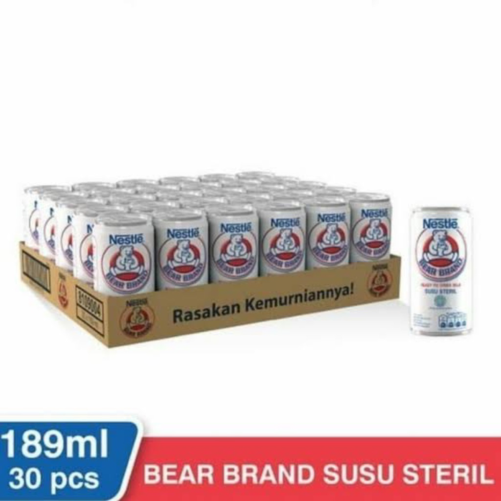 Susu Beruang Kaleng 189ml per karton ( 1 karton isi 30 kaleng )