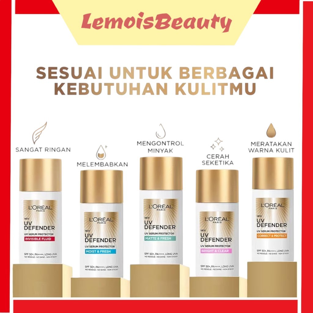 LemoisBeauty- Loreal Paris UV Defender Serum Protector Sunscreen SPF 50+ / PA ++++ Skin Care - 50ml 