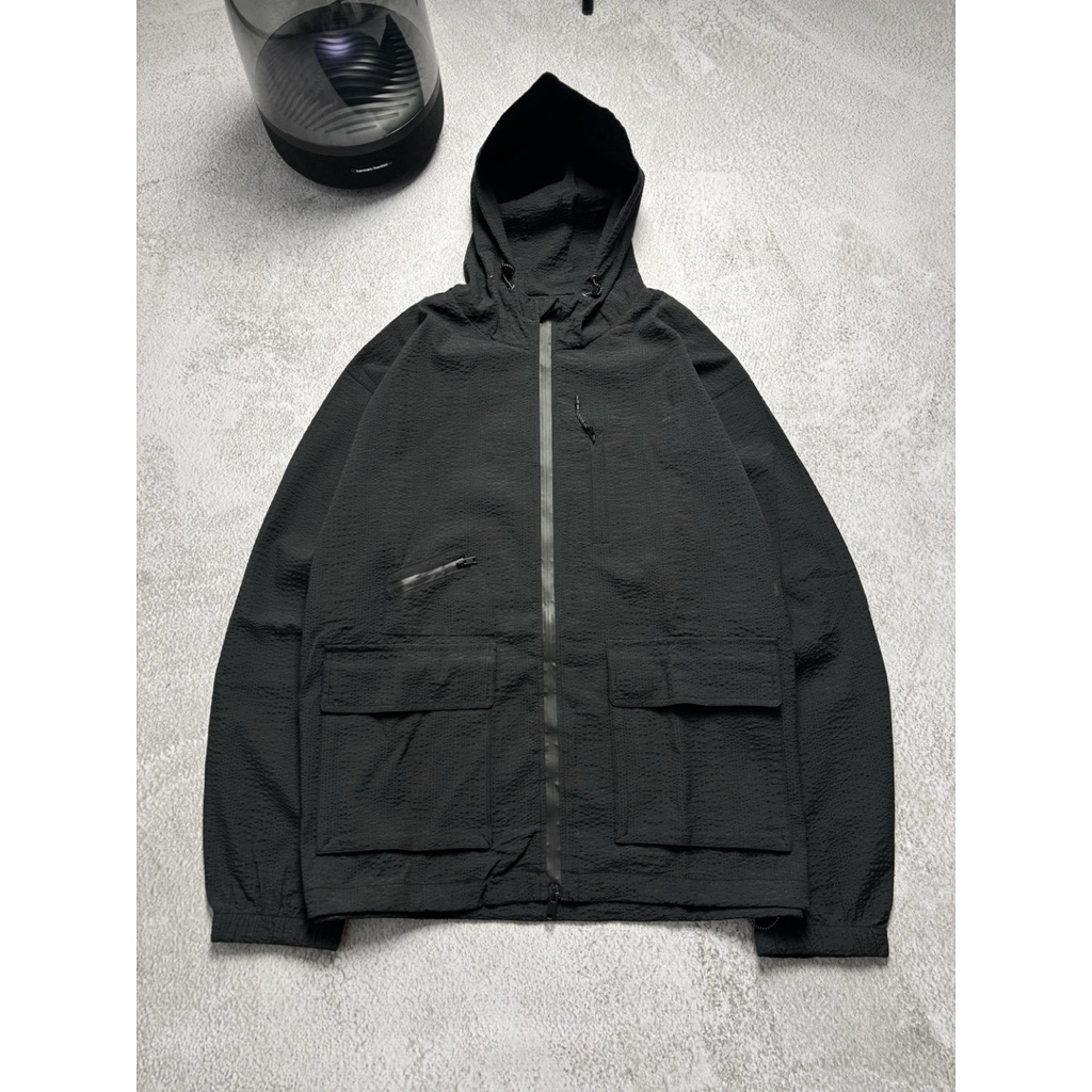 All Season Item Black Zipper Hood Windbreaker Jacket size XL