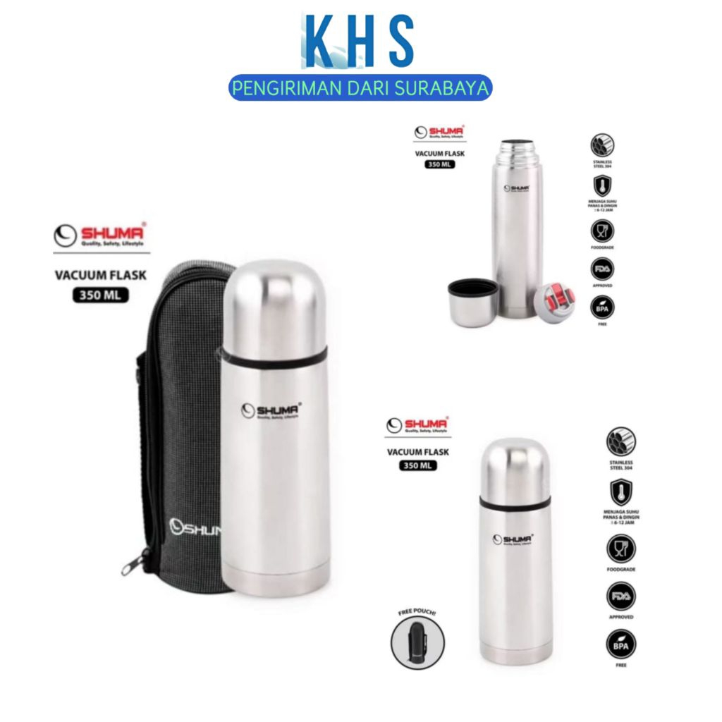 Termos Air Panas Vacuum Flask 350 500 750 ML Original Merk SHUMA Botol Stainless Free Tas Thermos