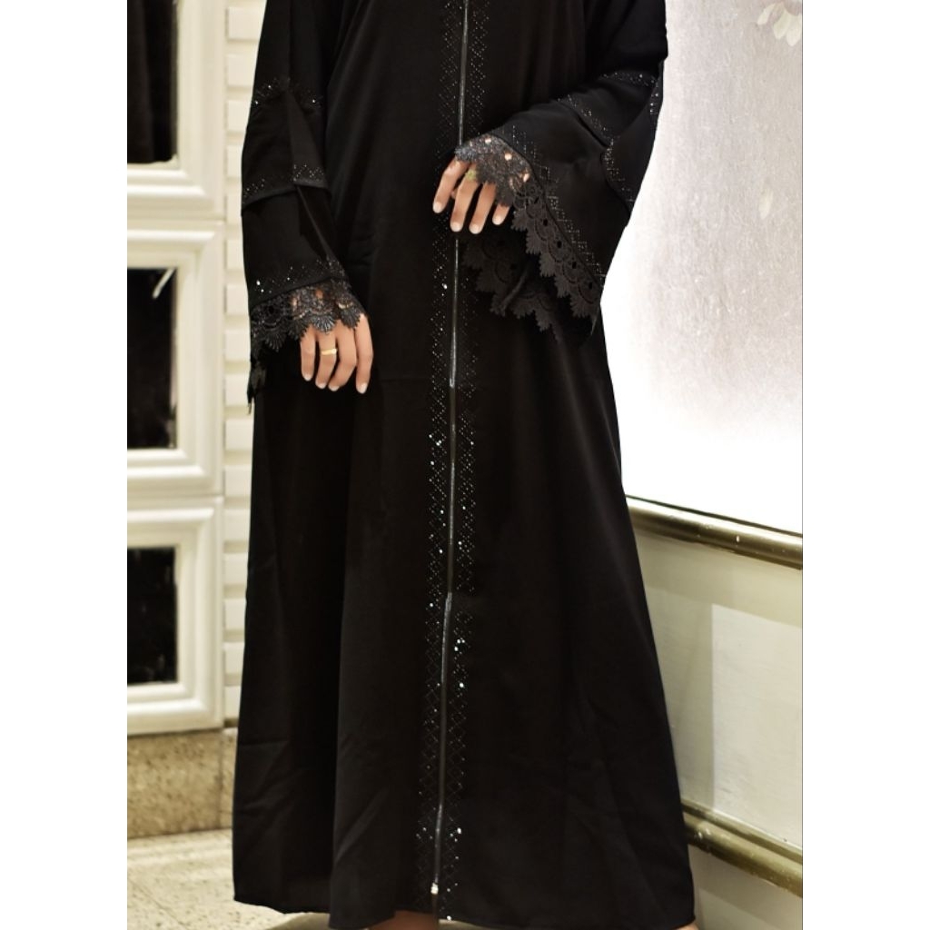 Abaya Hitam Ziper Celine Abaya Umroh Gamis Wanita Dress Wanita Kekinian Abaya Remaja Terbaru