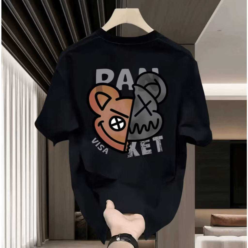 Kaos T-Shirt Oversize Harajuku Korean Style TEDDY BEAR Kaos Urban Style Bigsize Pria Wanita Streetwe