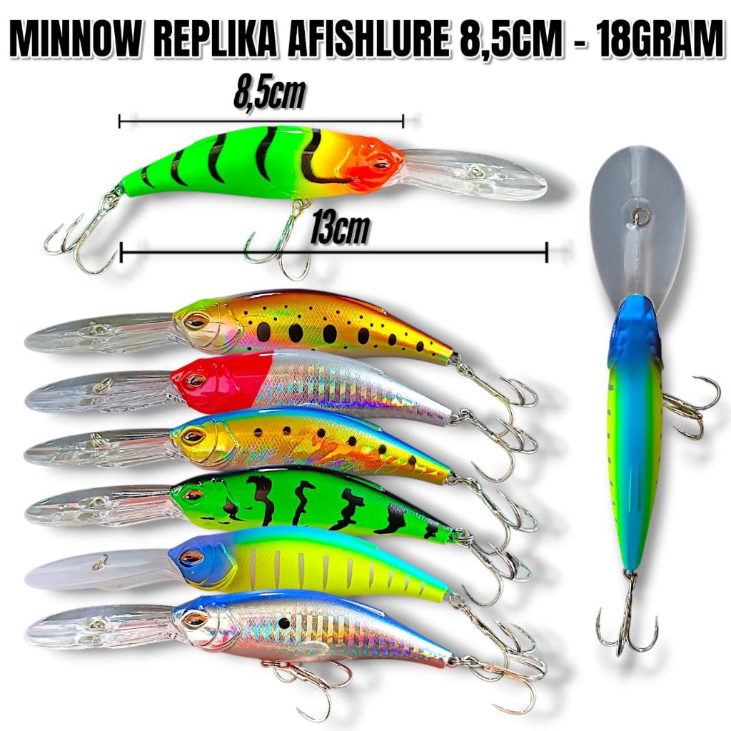 MINNOW REPLIKA AFISH LURE PANCANG 8,5CM BERAT 18GRM UMPAN KESTING BUAT IKAN AMPALA DAN LAIN NYA