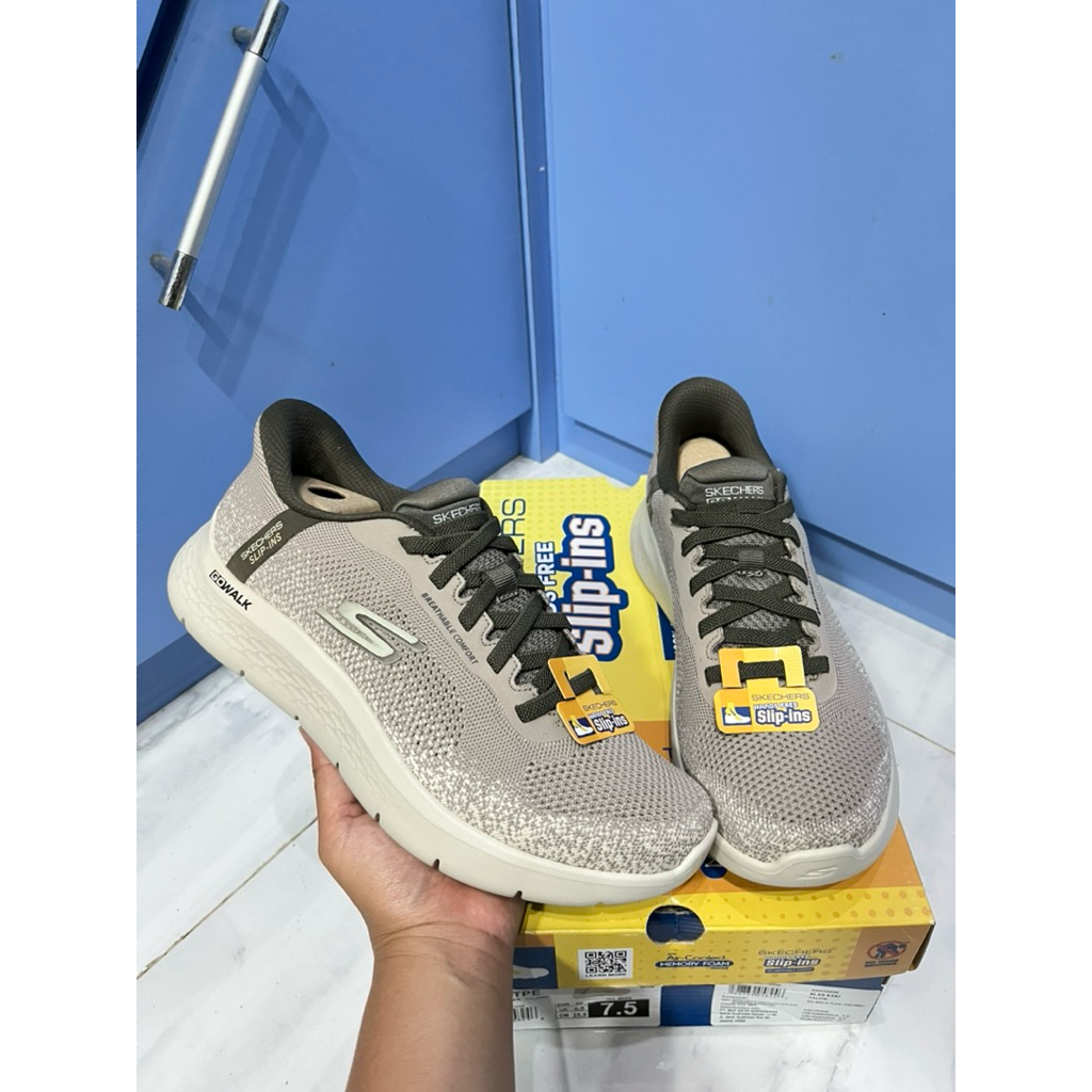 Sepatu Skechers Men Go Walk Flex Palomo Abu2 kecoklatan Taupe ukuran 40, 41, 42, 43, 44 sale 70% (21