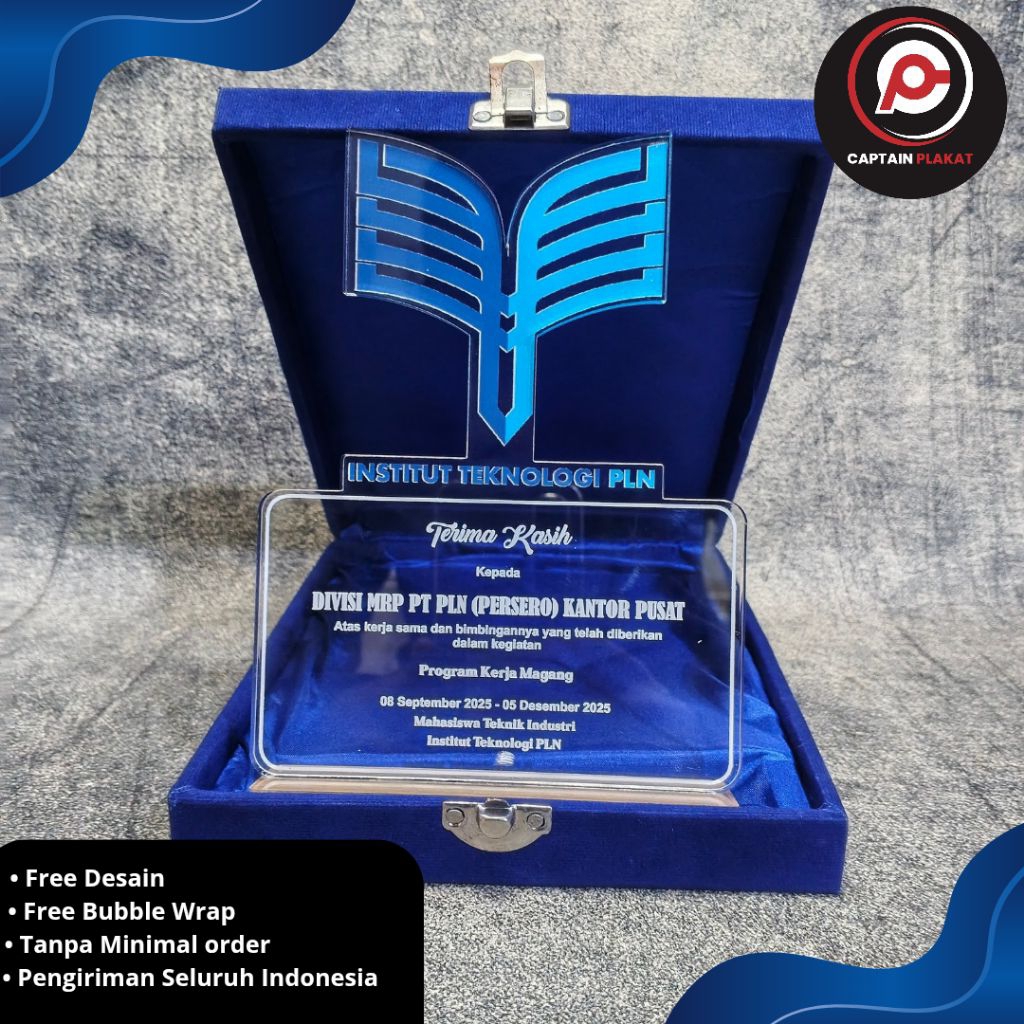 1 hari jadi Plakat Akrilik Custom, Plakat Mewah, Plakat Penghargaan, Plakat Apresiasi, dan lainnya