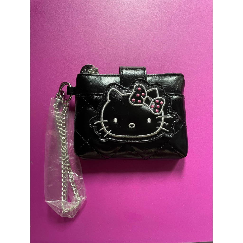 Hello Kitty Dompet Card Wallet Hello Kitty HK Black Leather Miniso China