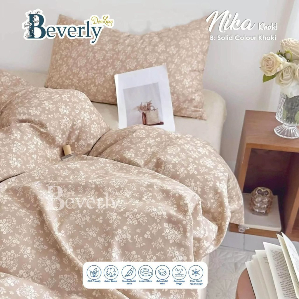 (COD) Ziby - Sprei Set Motif Nika Khaki Sprei Anti Geser | Sprei Dewasa | 90x200x20 | 100x200x20 | 1