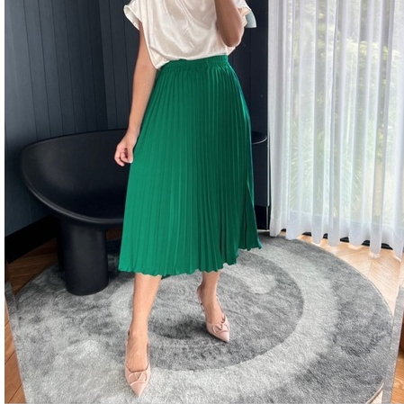 Rok Midi Plisket Wanita Hyget Premium – Pinggang Karet