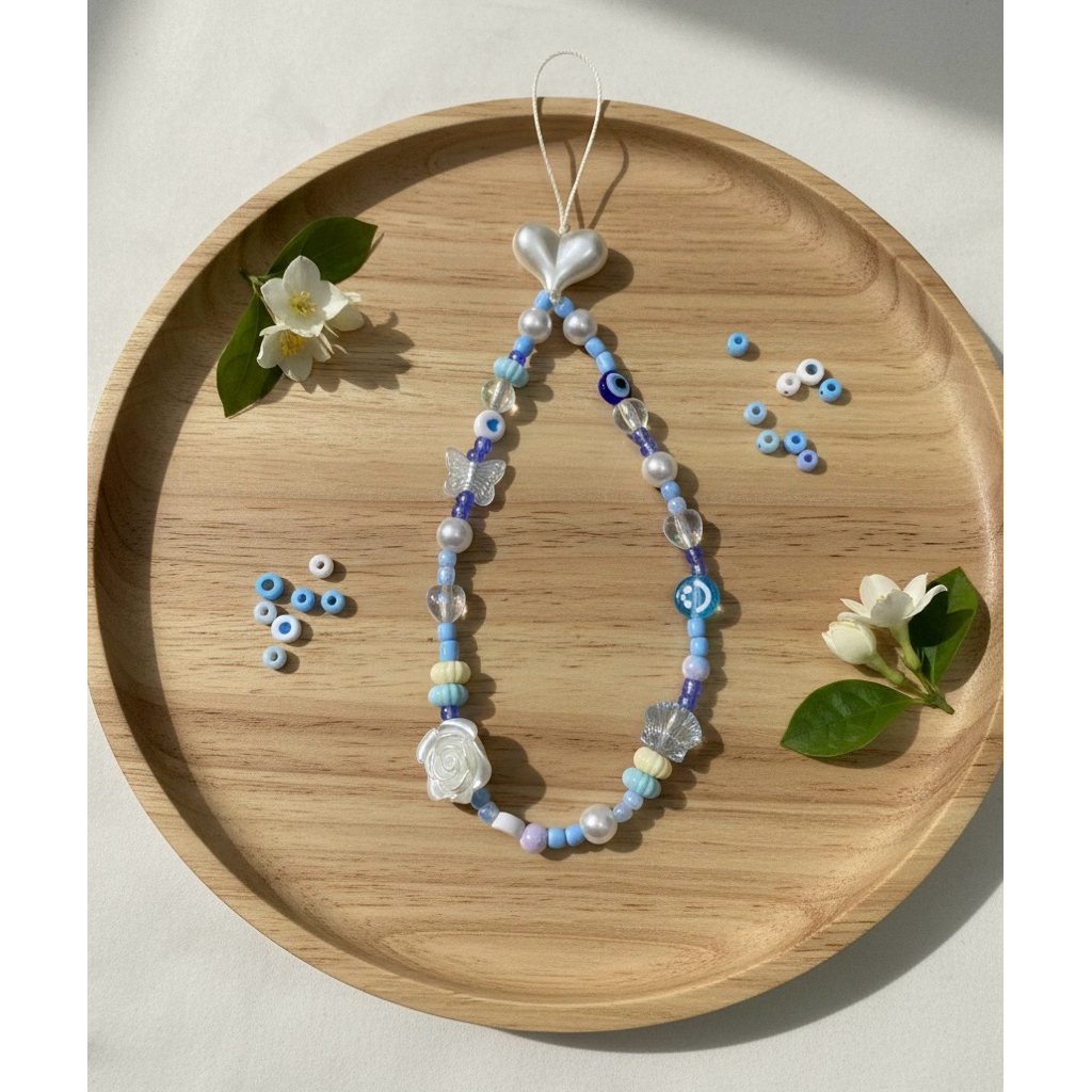 Gantungan HP Mutiara Biru Lucu