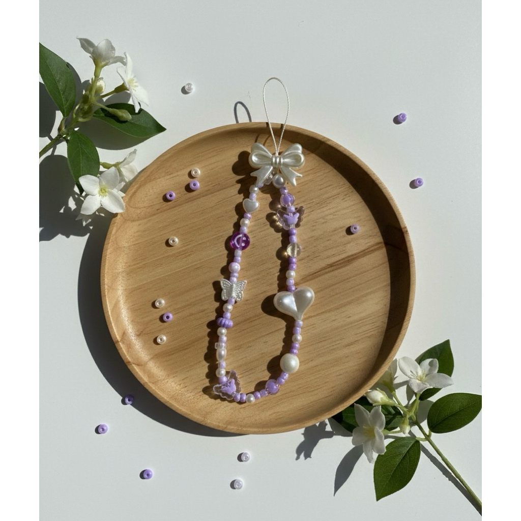 Gantungan HP Mutiara Ungu Lucu